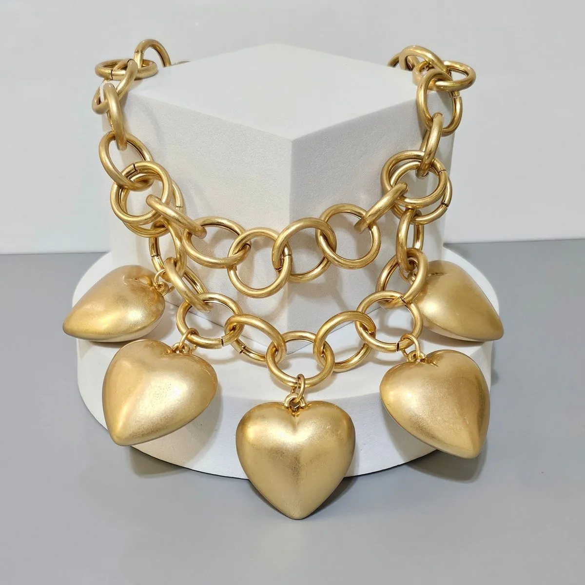 Matte Gold Heart Charm Necklace – Elegant, Versatile, and Comfortable