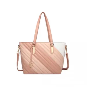 Miss Lulu Pink Contrast Colour Twill Leather Handbag Tote Bag - Stylish & Versatile