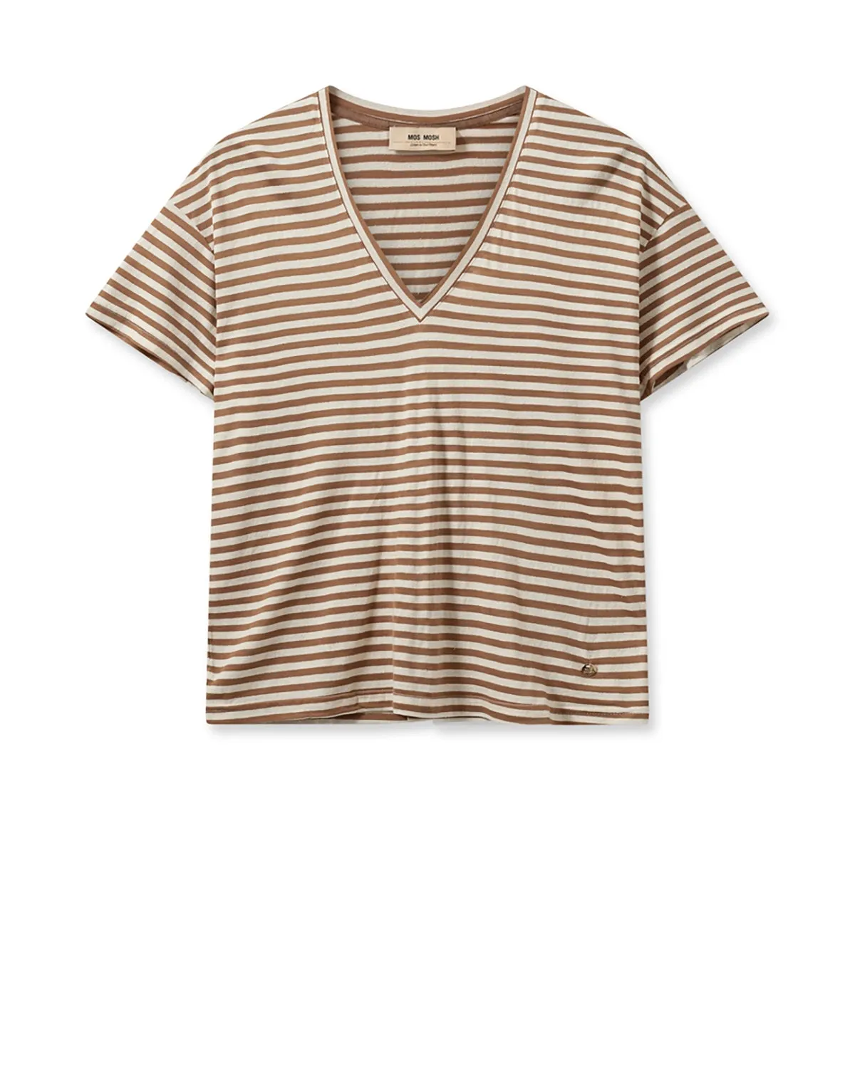 MOS MOSH | JILL V-SS STRIPE TEE | CINNAMON SWIRL