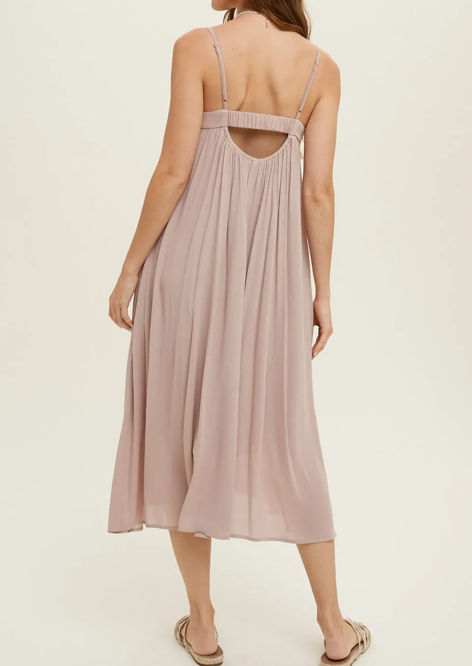 Open Back Cami Midi Dress