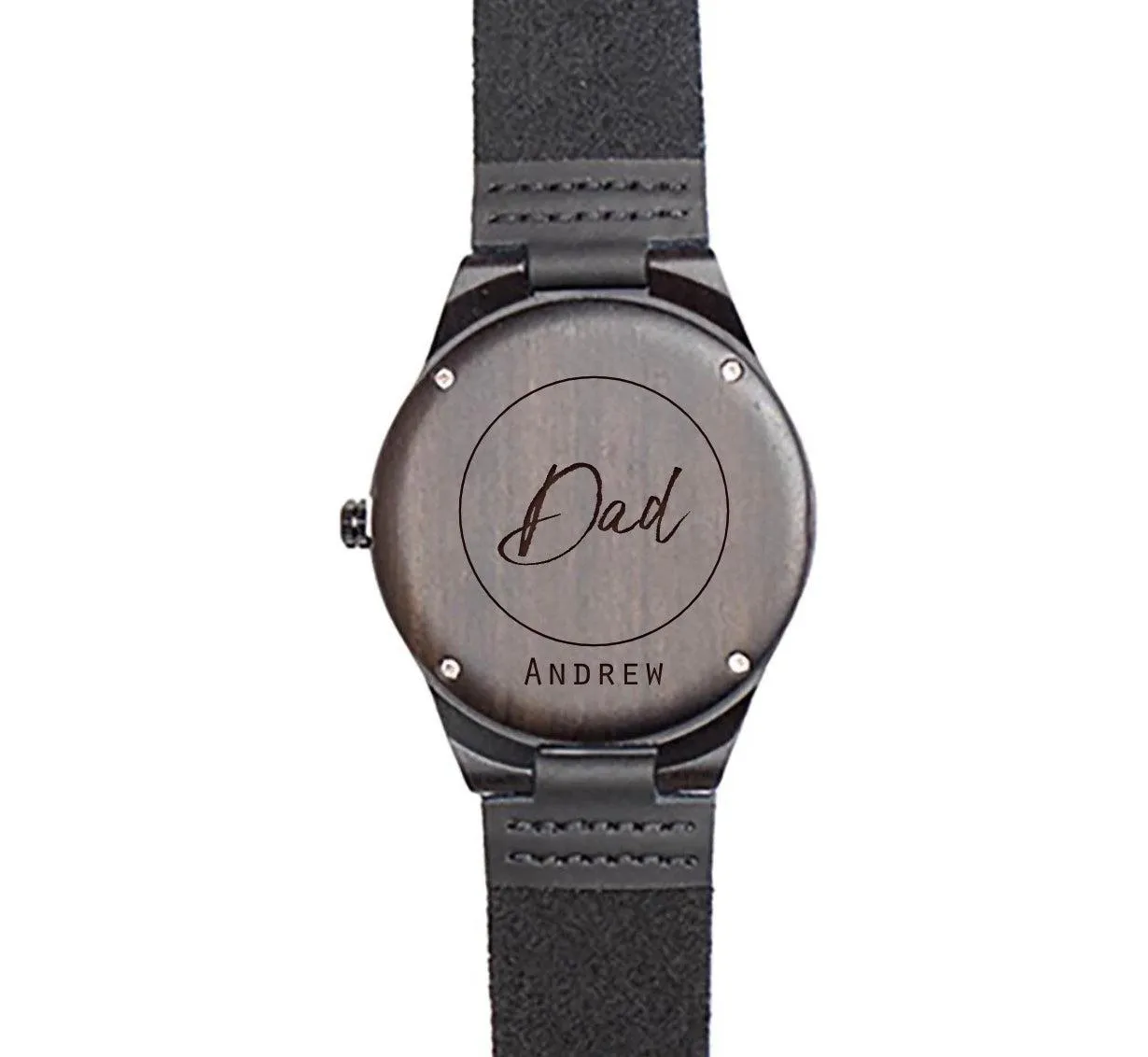 Personalized Dark Brown Wooden Watch for Dad