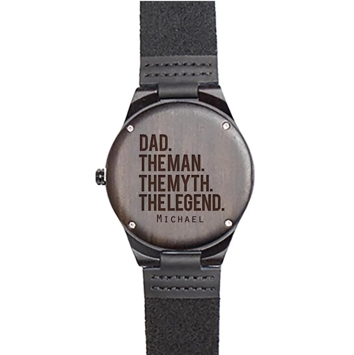 Personalized Dark Brown Wooden Watch for Dad