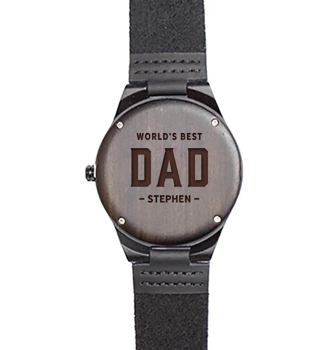 Personalized Dark Brown Wooden Watch for Dad