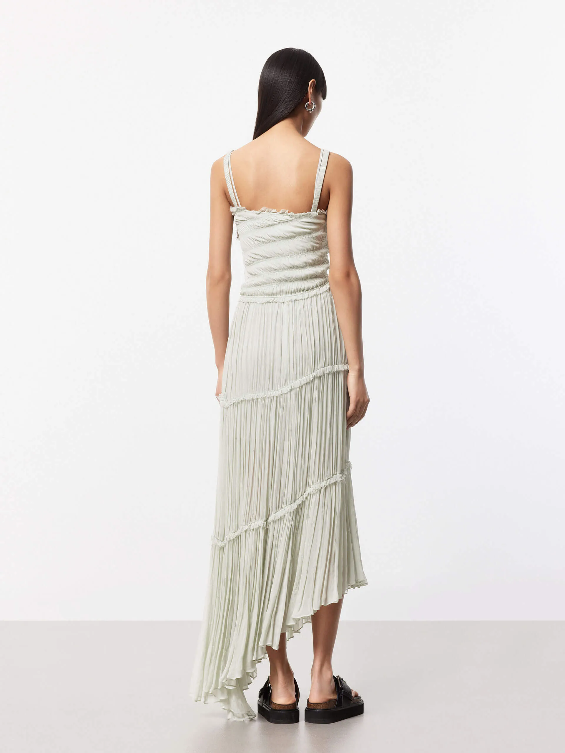 Pleated Detail Chiffon Dress