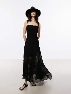 Pleated Detail Chiffon Dress