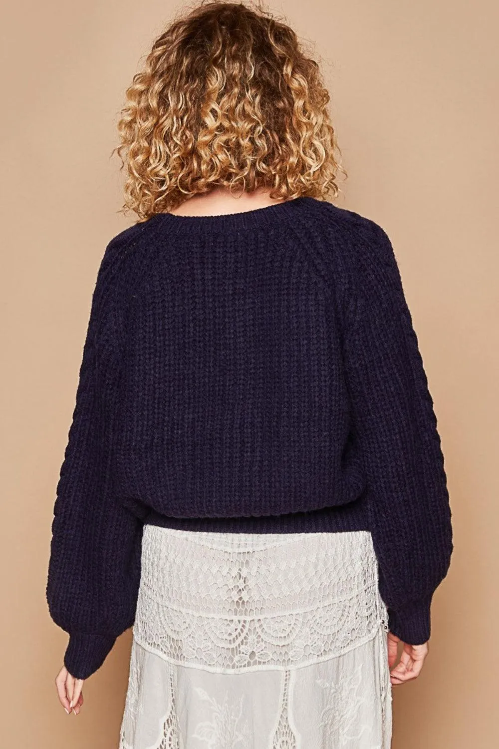 POL Sweater Cable Knit Cutout Long Sleeve Knitwear