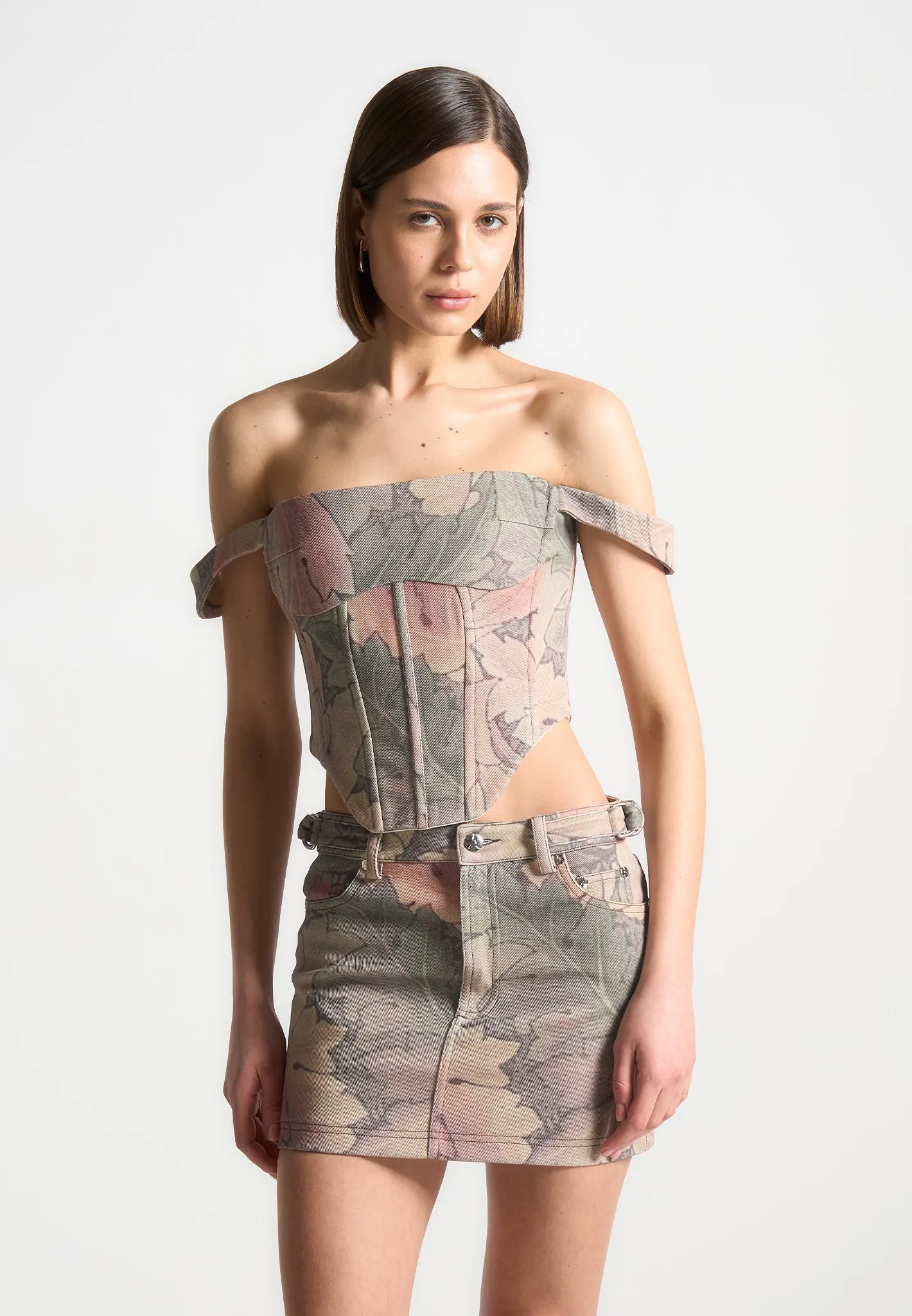 Renaissance Camo Bardot Corset Top