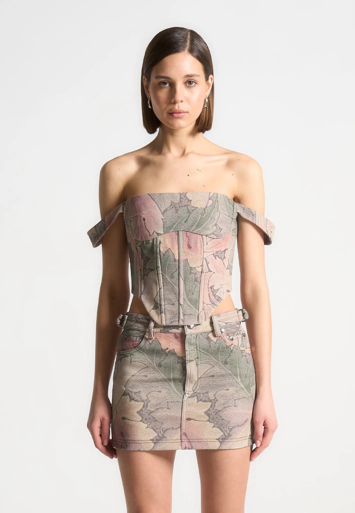 Renaissance Camo Bardot Corset Top