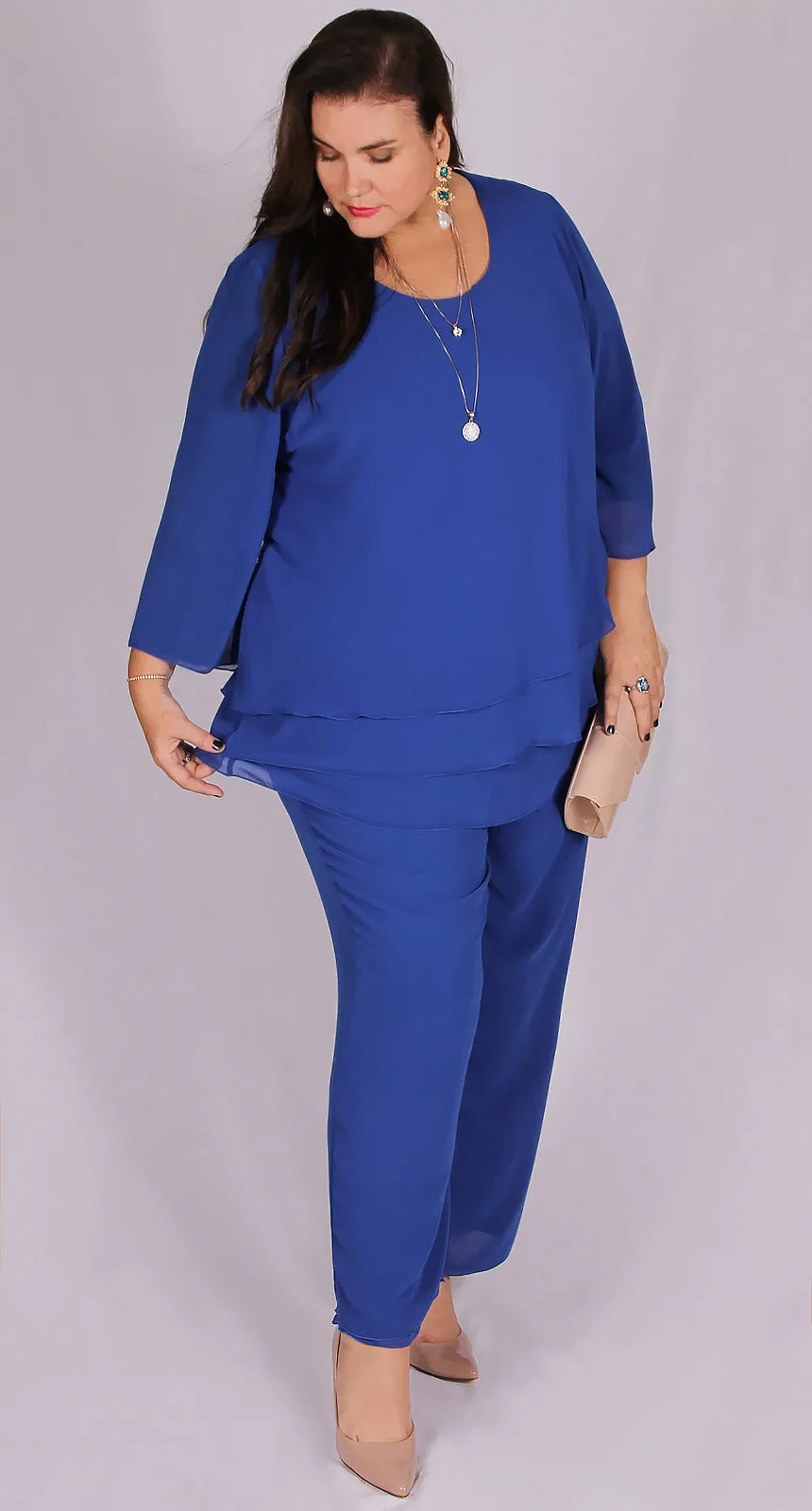 Rosaline Chiffon Pant Royal Blue