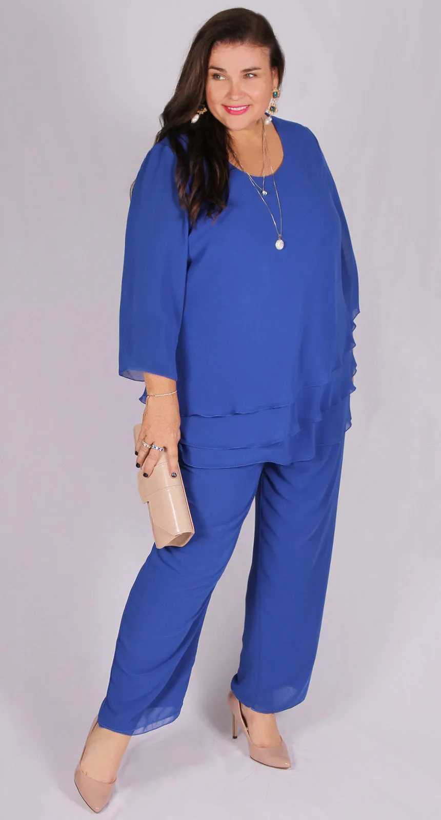 Rosaline Chiffon Pant Royal Blue