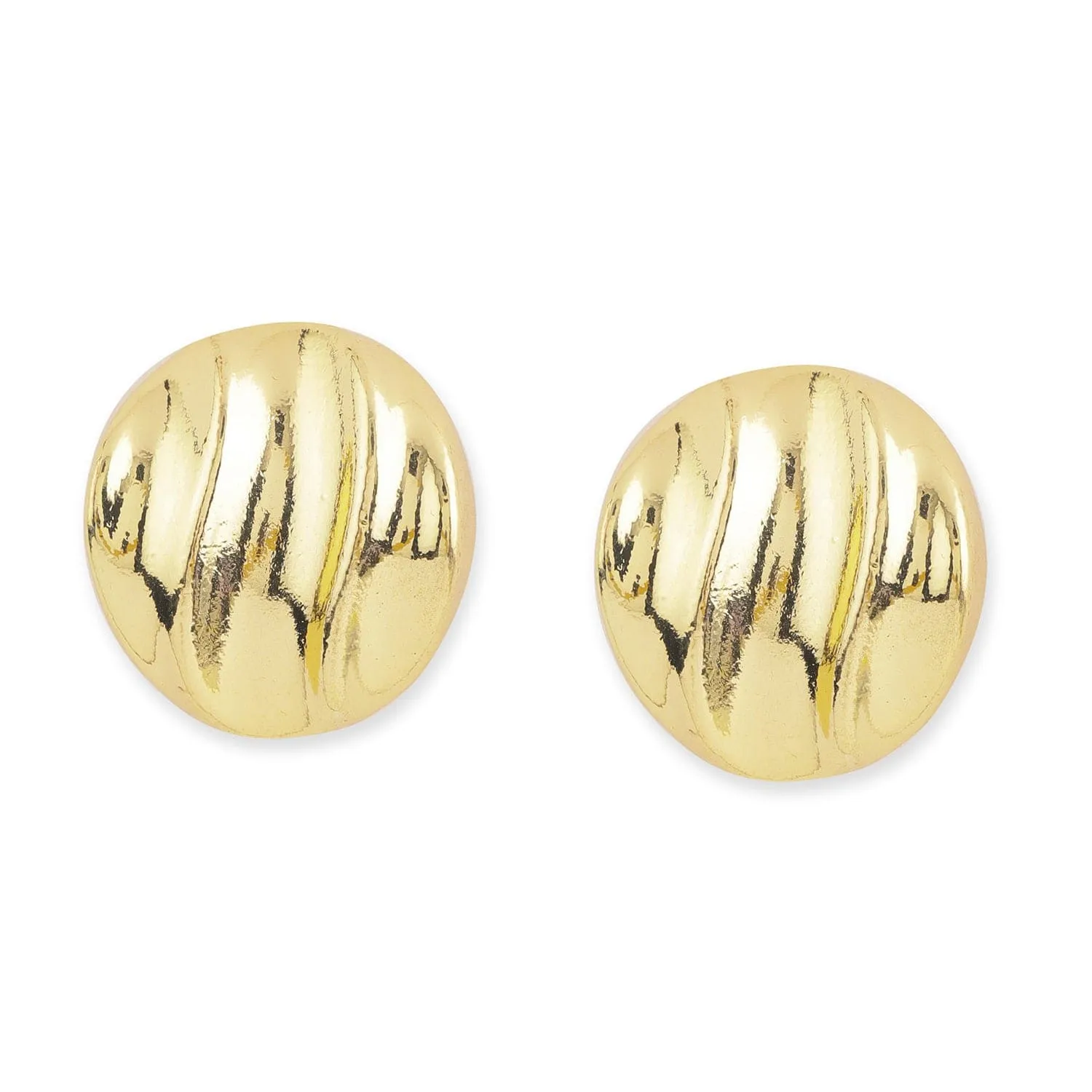 Rubans 18K Gold Plated Circular Stud Earrings with Elegant Wave Design