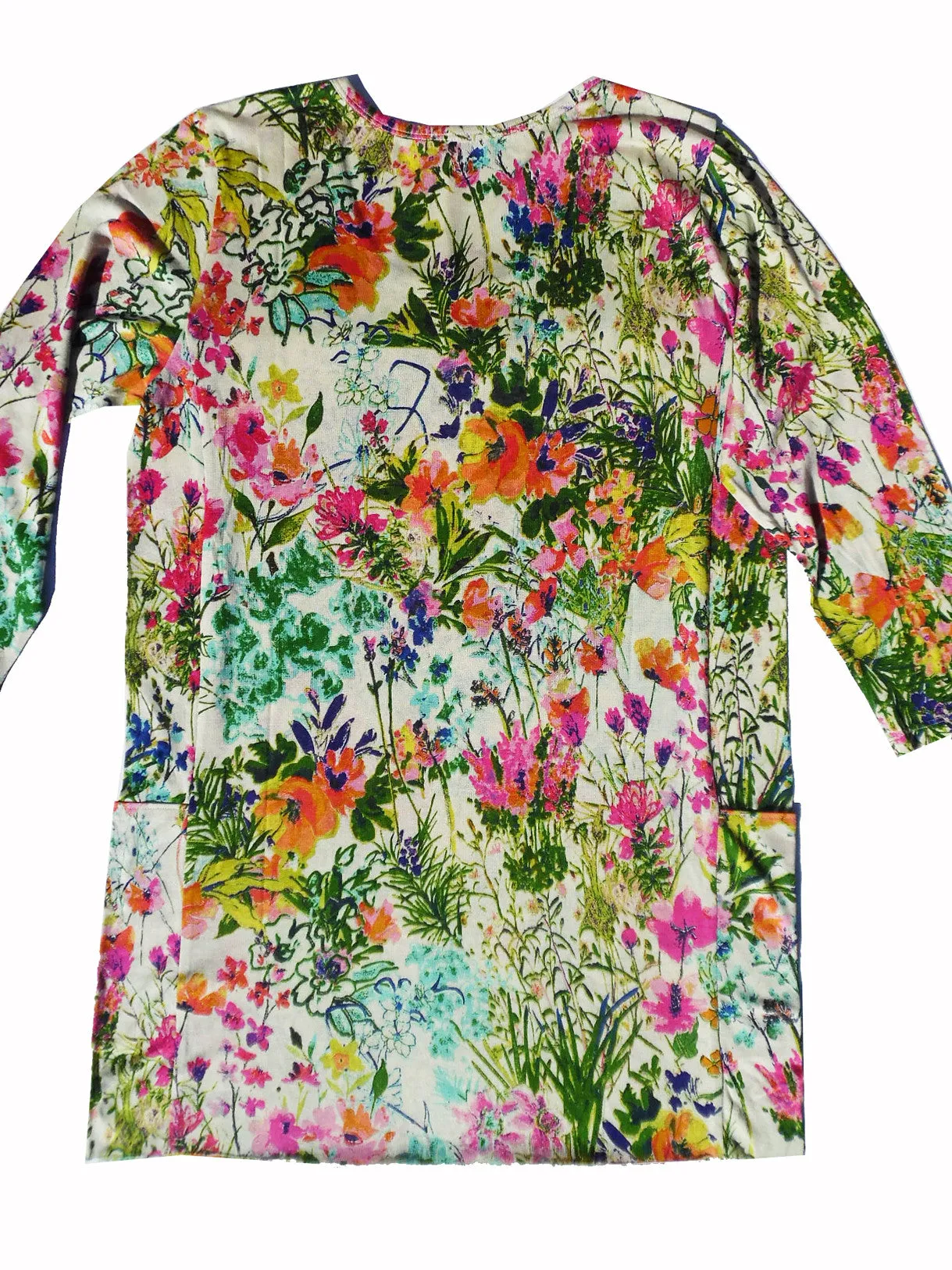 Silk Cotton Long Tunic T With Pockets Floral