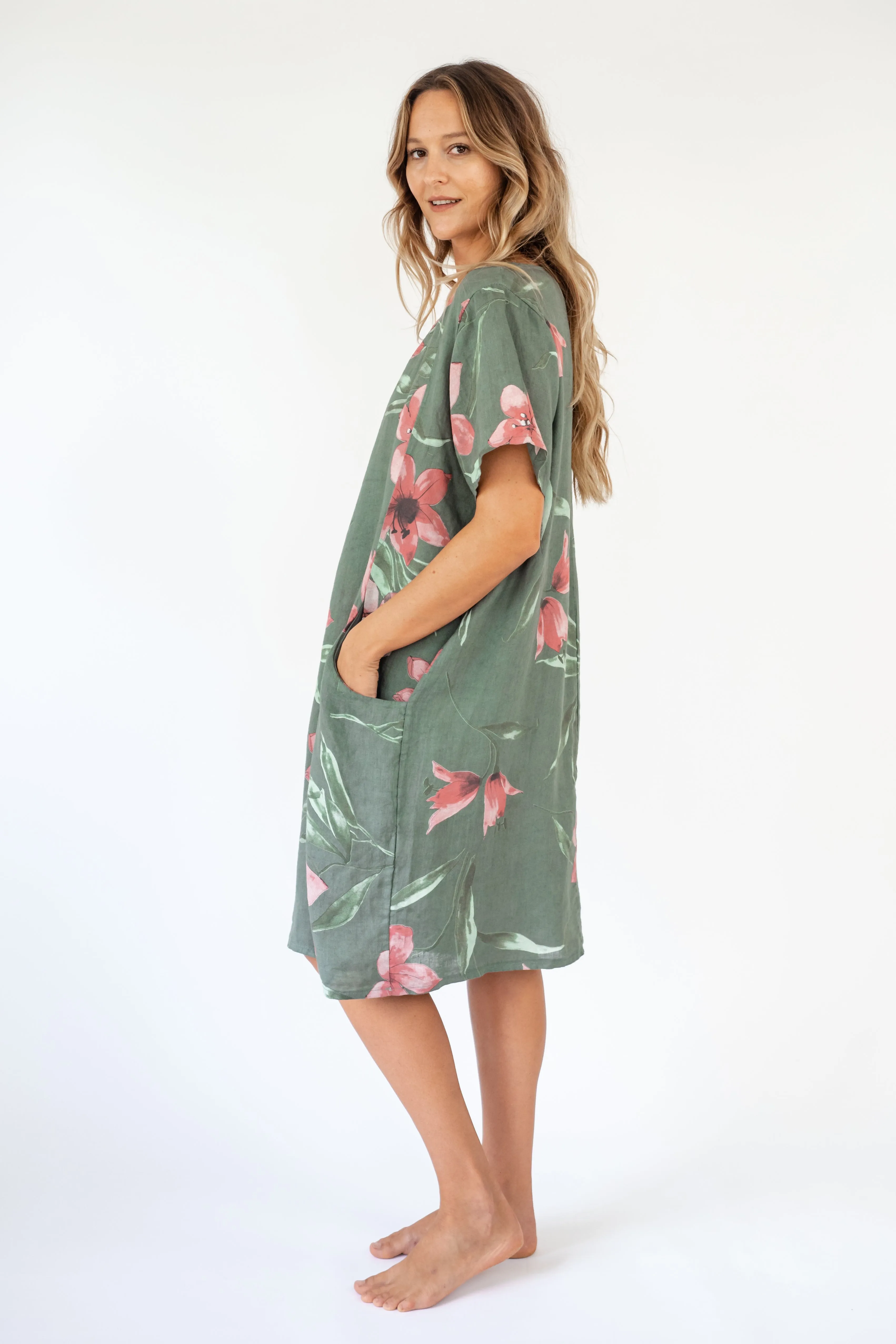 The Anake Floral Linen Midi Dress