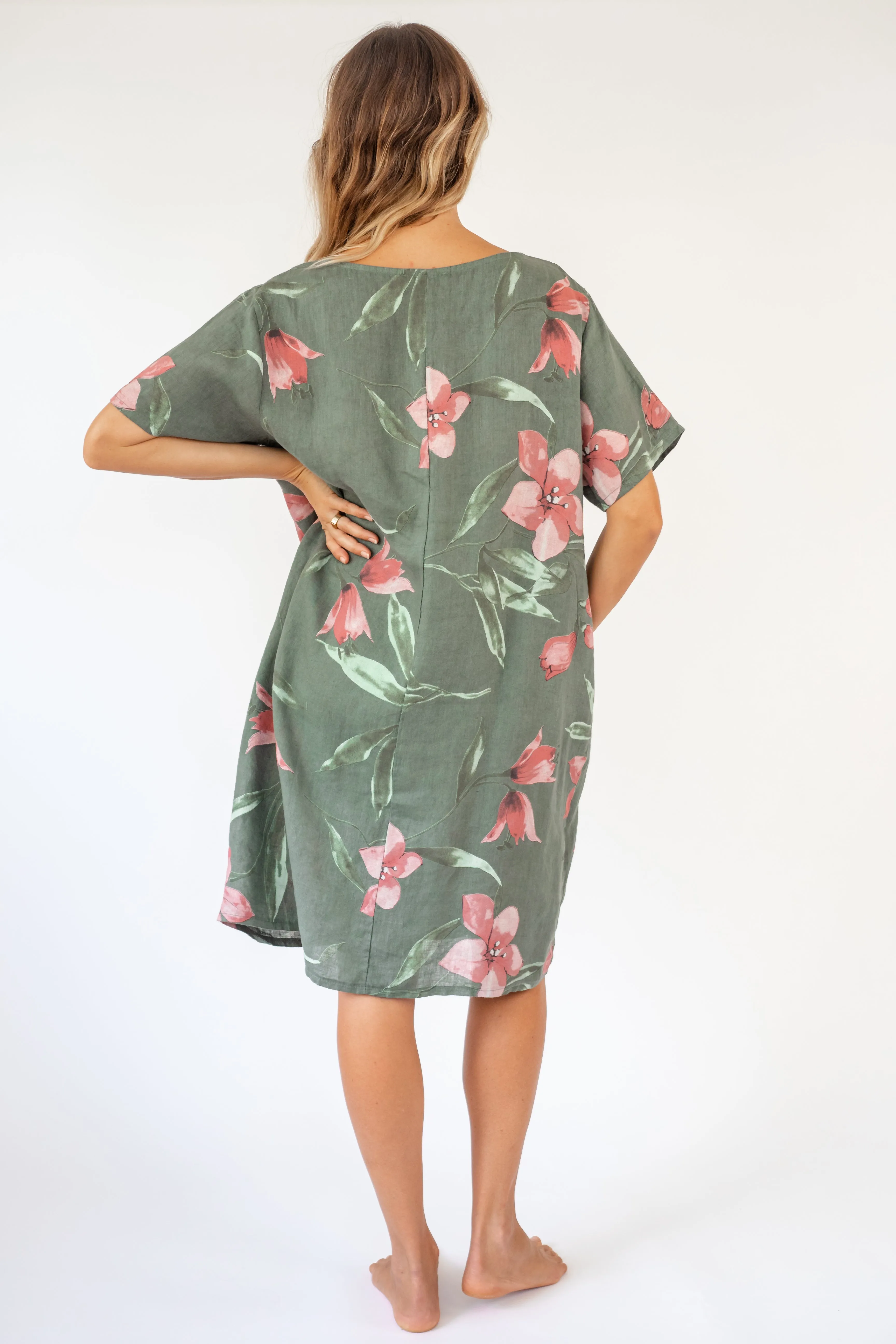 The Anake Floral Linen Midi Dress