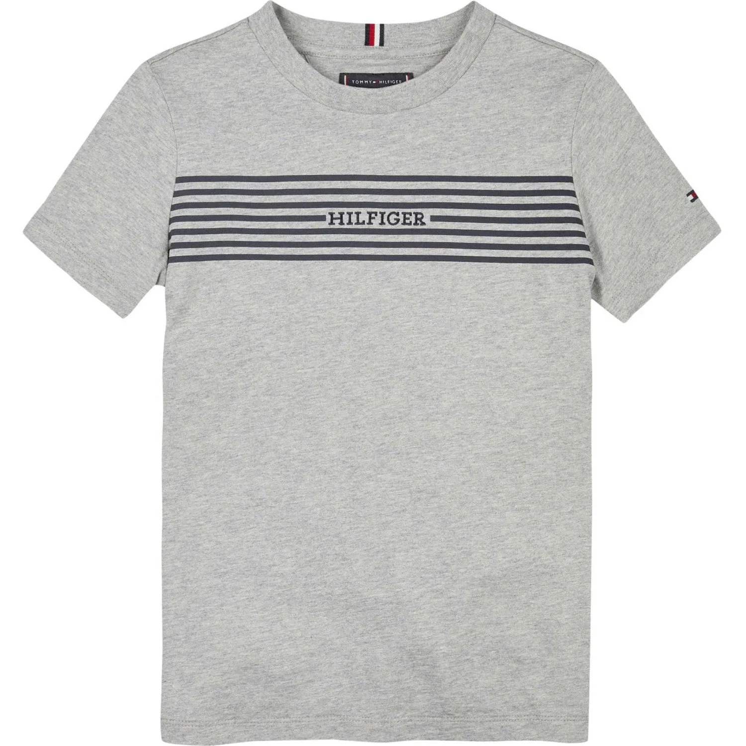 Tommy Hilfiger Light Grey Htr / Navy Stripes Monotype Print Stripe Reg Tee Ss