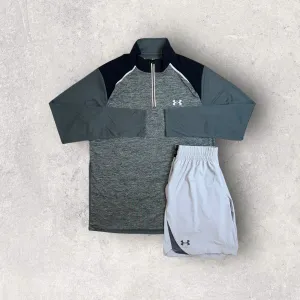 UNDER ARMOUR 1/4 ZIP SHORT SET - GREY