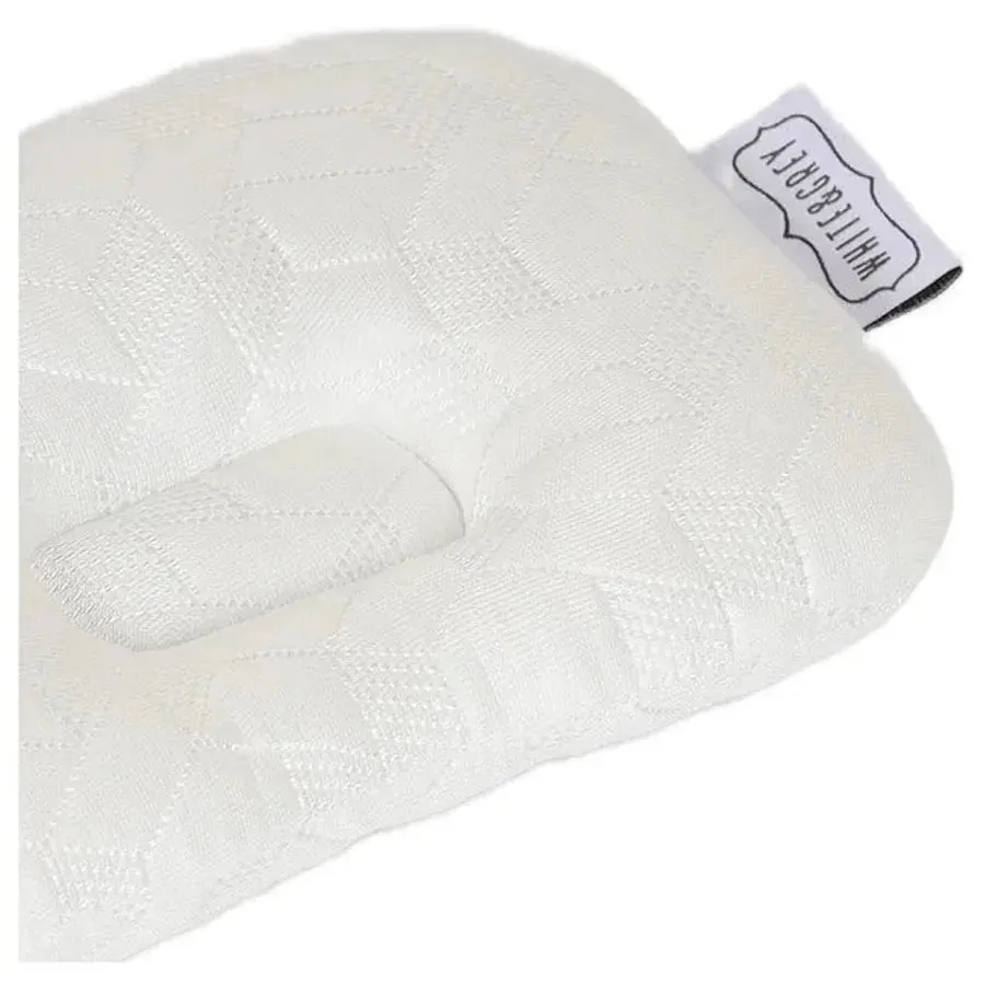 White & Grey- Bamboo Cushioned Baby Pillow - Heart Pattern