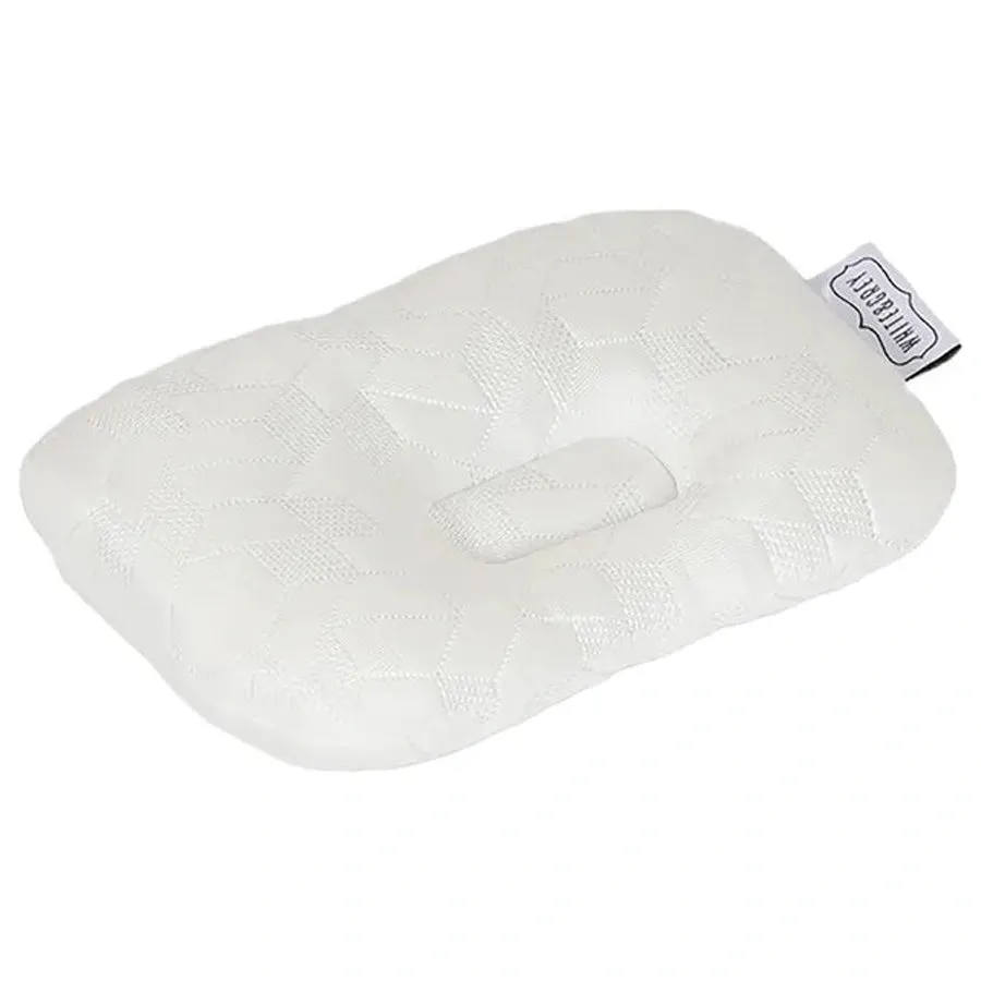 White & Grey- Bamboo Cushioned Baby Pillow - Heart Pattern