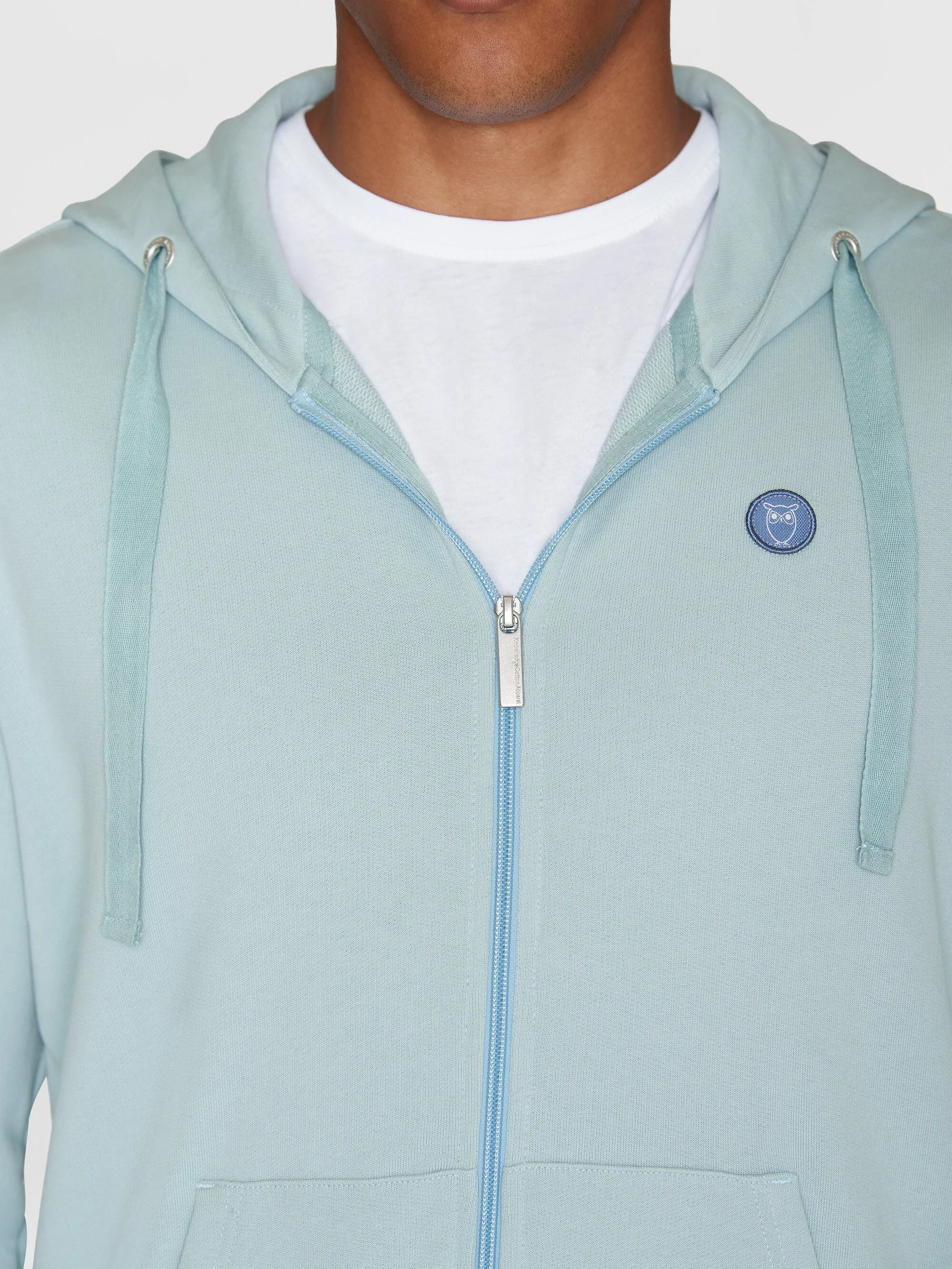 Zip hood kangaroo badge sweat - Gray Mist