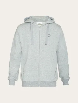 Zip hood kangaroo badge sweat - Grey Melange