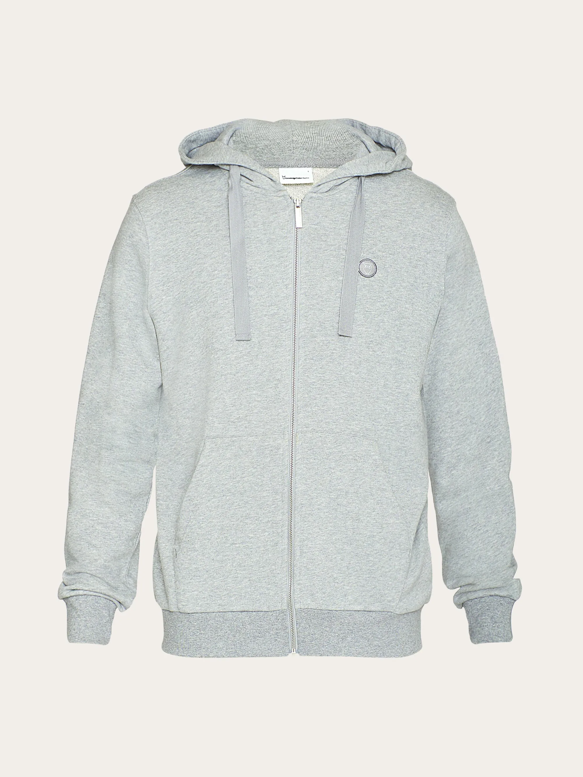 Zip hood kangaroo badge sweat - Grey Melange